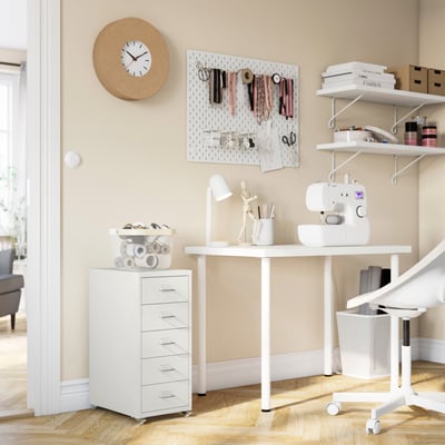 LINNMON/ADILS / HELMER Desk and storage combination, white