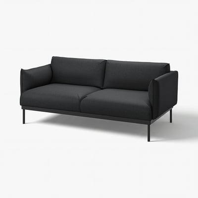 ÄPPLARYD sofa: dark grey, modern design, clean lines, metal legs, comfy fabric.