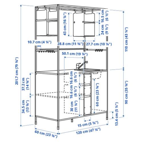 Illustration with measurements for the product: ÄSPINGE.