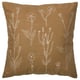 A brown square cushion cover with white line-drawn flowers and pink french knots, made of 100% cotton, hand-embroidered, suitable for sofa decoration.