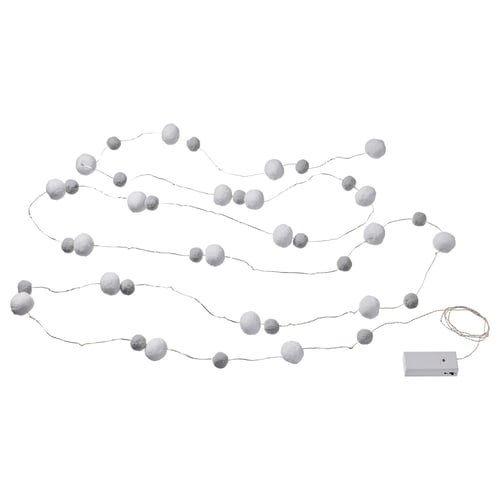 AKTERPORT grey string lights, battery-operated, 30 led bulbs, decorative, polyester, spherical design.