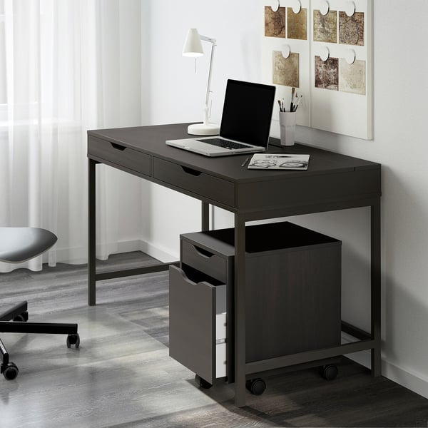 ALEX Desk, black-brown, 100x48 cm