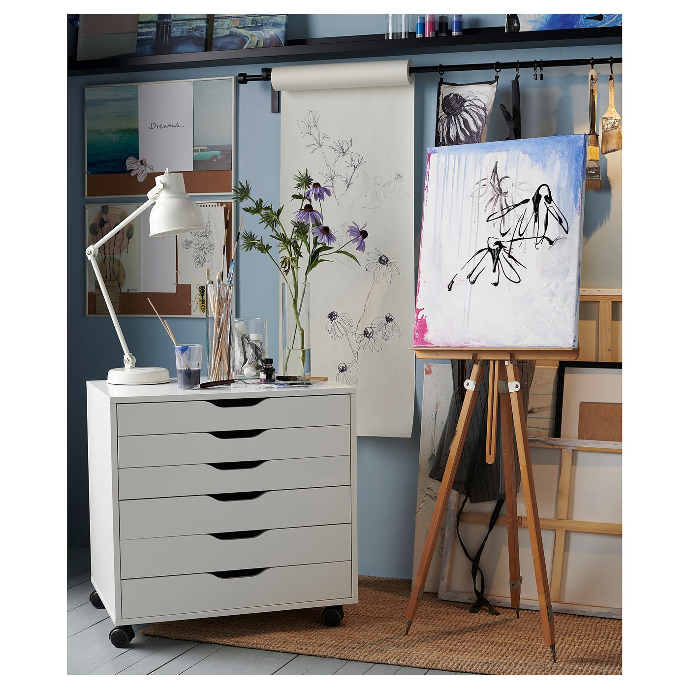 IKEA Alex アレクス　 ホワイト 6段チェスト キャスター付き ALEX drawer unit on castors, white, 67x66 cm - IKEA