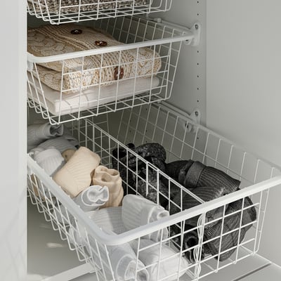 ALTARLIDEN Wire basket with pull-out rail, white, 40x62 cm