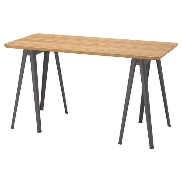 ANFALLARE / NÄRSPEL Desk, bamboo/dark grey, 140x65 cm
