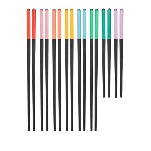 ÅRFENHAJ chopsticks in assorted colours. Sleek, festive, non-slip, square tips; perfect for kids learning.