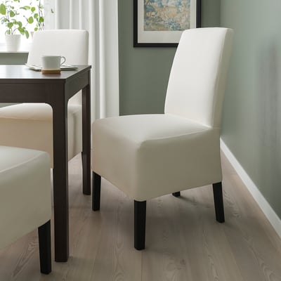 BERGMUND Chair w medium long cover, black/Inseros white