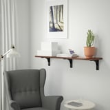 BERGSHULT / RAMSHULT Wall shelf, walnut effect/black, 120x30 cm