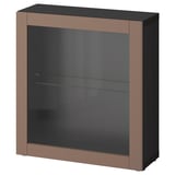 BESTÅ Shelf unit with door, black-brown/Sindvik light grey-brown, 60x22x64 cm