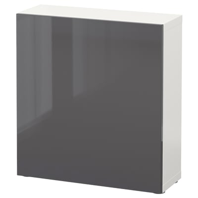 A white and grey BESTÅ cabinet, a modern storage unit with a sleek, rectangular design.