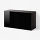 BESTÅ Shelf unit with doors, black-brown/Selsviken high-gloss/black, 120x42x64 cm