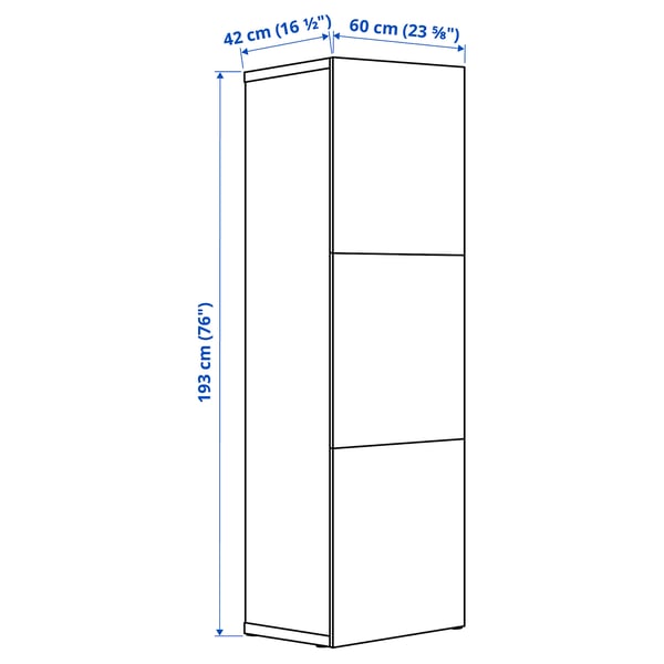 BESTÅ Shelf unit with doors, white stained oak effect/Lappviken white stained oak effect, 60x42x193 cm