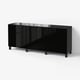 BESTÅ Storage combination w doors/drawers, black-brown/Selsviken high-gloss/black, 180x42x74 cm