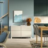 BESTÅ Storage combination w doors/drawers, Krukmakare beige/Stubbarp white, 120x42x74 cm