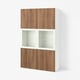 BESTÅ Storage combination w glass doors, white Lappviken/brown walnut effect, 120x42x193 cm