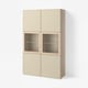 BESTÅ Storage combination w glass doors, white stained oak effect/Krukmakare beige, 120x42x193 cm