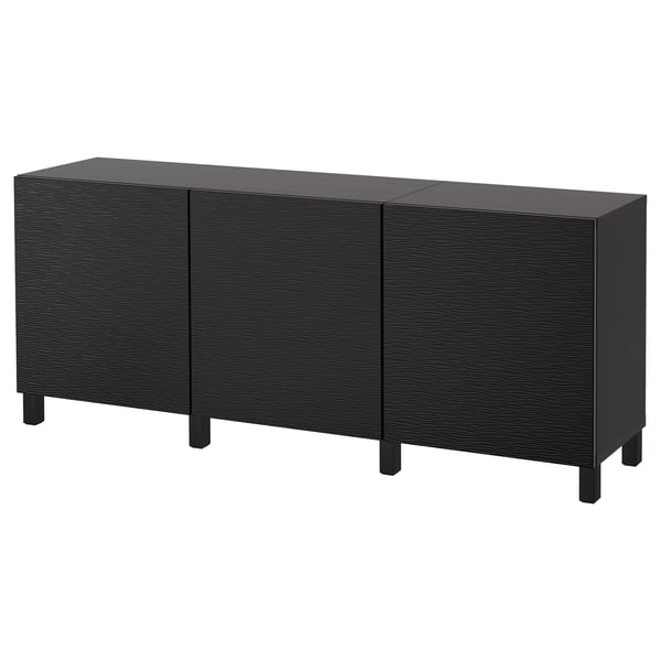 BESTÅ Storage combination with doors, black-brown/Laxviken/Stubbarp black, 180x42x74 cm