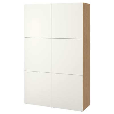 BESTÅ Storage combination with doors, oak effect/Lappviken white, 120x42x193 cm