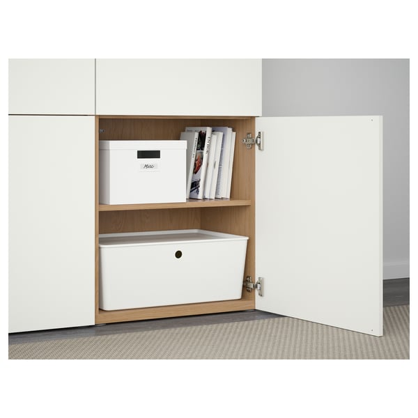 BESTÅ Storage combination with doors, oak effect/Lappviken white, 120x42x193 cm