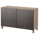 BESTÅ Storage combination with doors, white stained oak effect Kallviken/Stubbarp/dark grey concrete effect, 120x42x74 cm