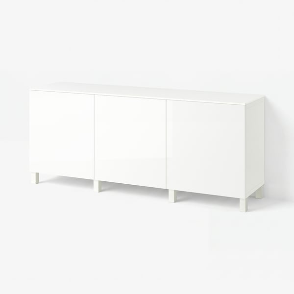 BESTÅ Storage combination with drawers, white/Selsviken/Stubbarp high-gloss white, 180x42x75 cm