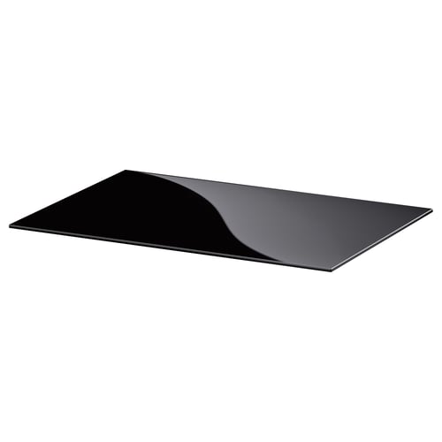 Black rectangular glass table top.