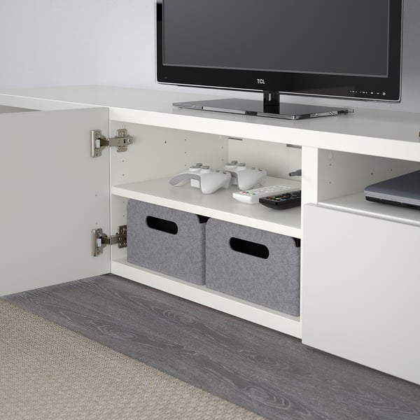 BESTÅ TV bench - white, Selsviken high-gloss/white - IKEA