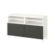 White & gray tv stand. Two closed doors, two open shelves. Clean, modern design. Ikea BESTÅ.