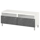 BESTÅ TV bench with drawers, white/Bergsviken/Ösarp black, 120x42x48 cm