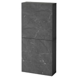 BESTÅ Wall cabinet with 2 doors, black-brown Bergsviken/black marble effect, 60x22x128 cm