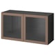 BESTÅ Wall-mounted cabinet combination, black-brown Sindvik/light grey-brown, 120x42x64 cm