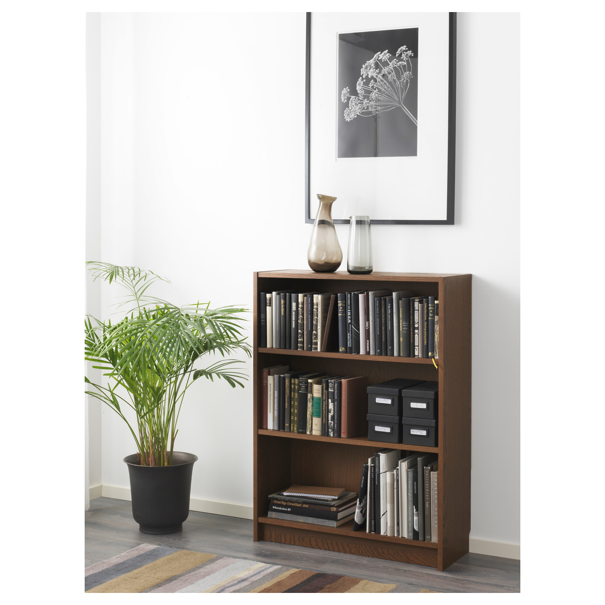 BILLY Bookcase, brown ash veneer, 80x28x106 cm IKEA