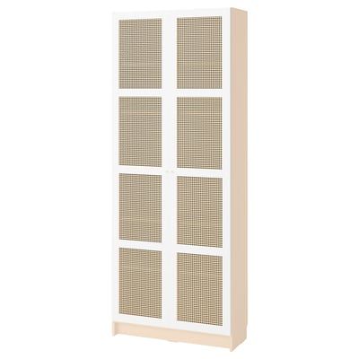 BILLY / HÖGADAL Bookcase with doors, birch effect, 80x30x202 cm