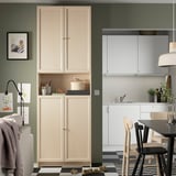 BILLY / OXBERG Bookcase w doors/extension unit, birch effect, 80x30x237 cm