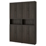 BILLY / OXBERG Bookcase w height extension ut/drs, dark brown oak effect, 160x30x237 cm