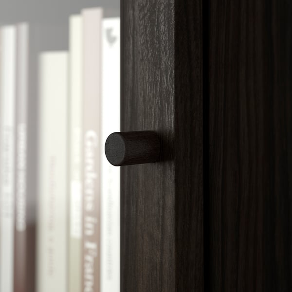 BILLY / OXBERG Bookcase w hght ext ut/pnl/glss drs, dark brown oak effect/clear glass, 120x30x237 cm