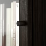 BILLY / OXBERG Bookcase w hght ext ut/pnl/glss drs, dark brown oak effect/clear glass, 120x30x237 cm