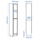 BILLY / OXBERG Bookcase with doors, black oak effect, 40x30x202 cm