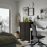BILLY / OXBERG Bookcase with doors, dark brown oak effect, 80x30x106 cm