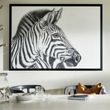 BJÖRKSTA Picture with frame, zebra drawing/black, 140x100 cm