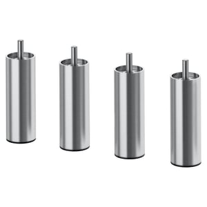 Four BJORLI stainless steel table legs; modern design, cylindrical shape.