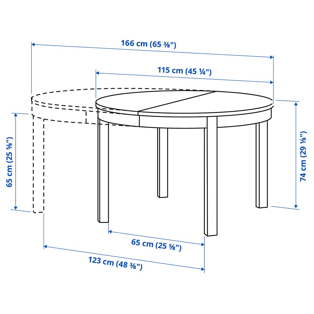 BJURSTA طاولة قابلة للتمديد, بنيأسود, ‎115/166 سم‏ IKEA
