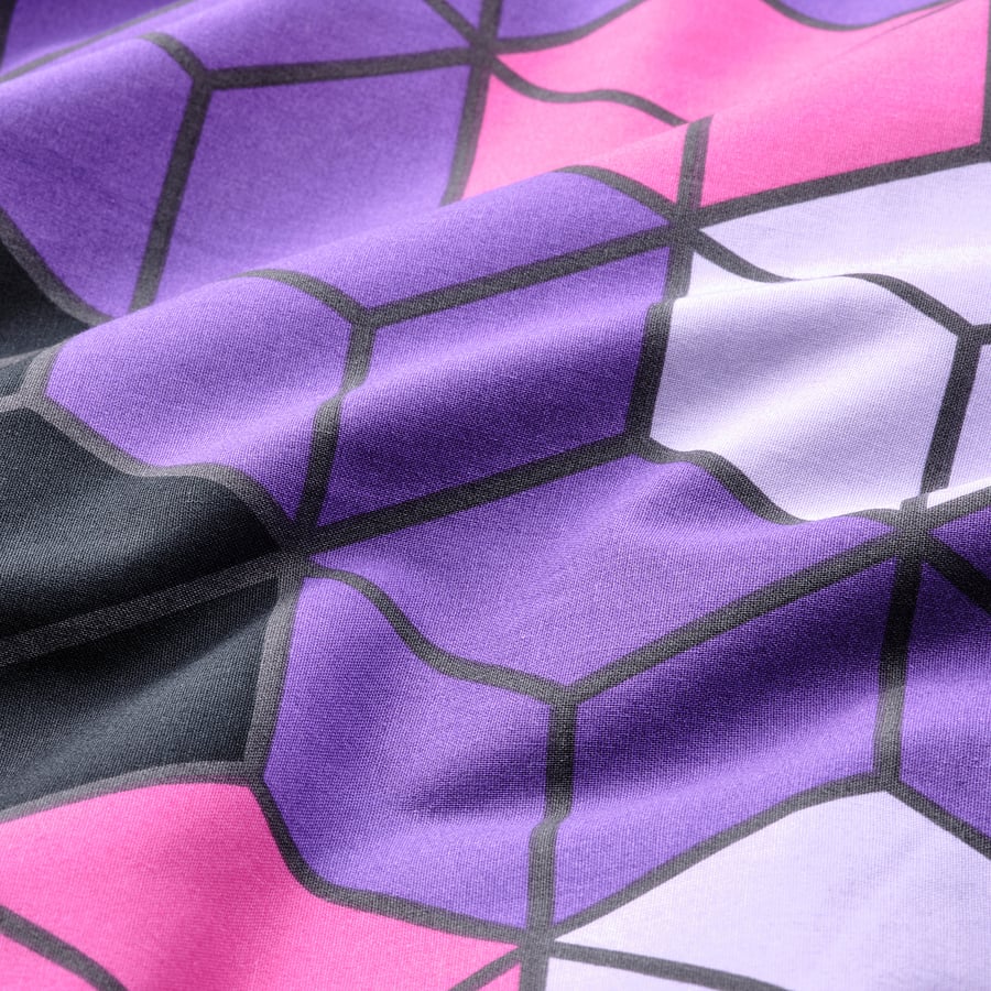 BLÅSKATA duvet cover and pillowcase, purple/black patterned, 150x200