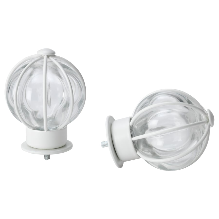 BLÅST finials, 1 pair, white/glass IKEA