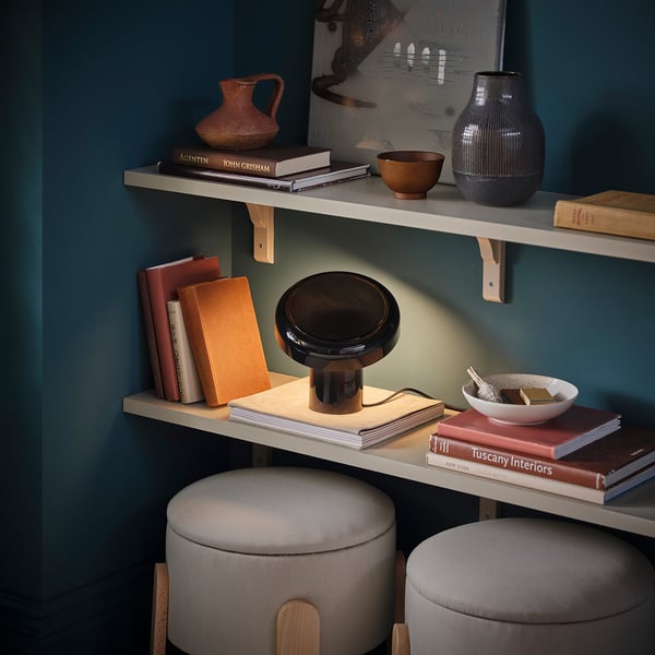 BLOMPRAKT Bluetooth speaker lamp, black