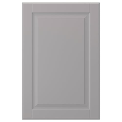 A grey BODBYN cabinet door with a smooth, bevelled panel design.