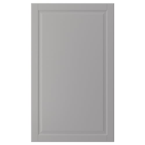Grey BODBYN cabinet door with bevelled panels and framed design.