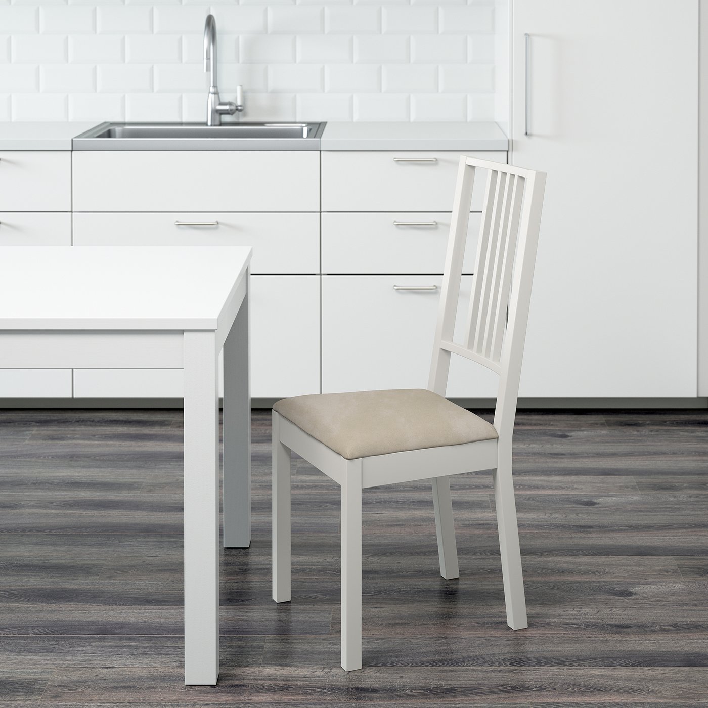BÖRJE Chair, White/kungsvik sand - IKEA