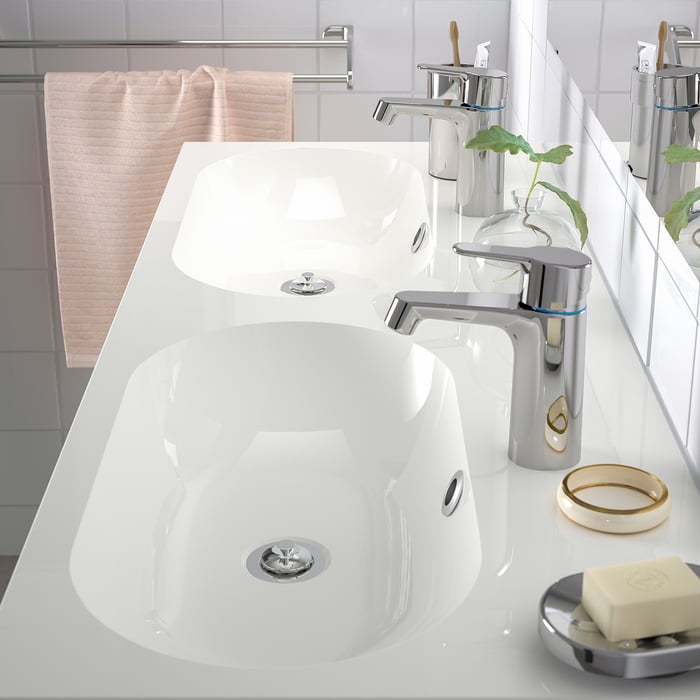 BRÅVIKEN حوض غسيل مزدوج., أبيض, ‎120x48x10 سم‏ IKEA