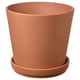 BRUNBÄR, terracotta planter with saucer, cylindrical, unglazed clay.